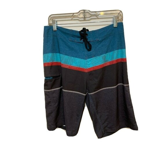 BURNSIDE  board shorts teal/black/grey  swim trunks size 30 - Picture 1 of 3